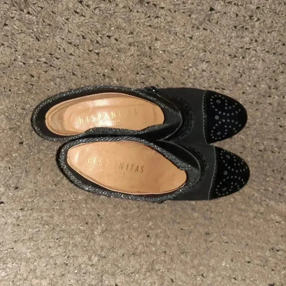 HISPANITAS-Black Patent Leather-Multi Material-Glove Heel Bootie-Sz 41-Near Mint - Picture 6 of 7